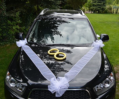 Autoschmuck Autodeko Hochzeit Dekor Verschiedene Variante Komplett (Basis, Mini-Ringe)