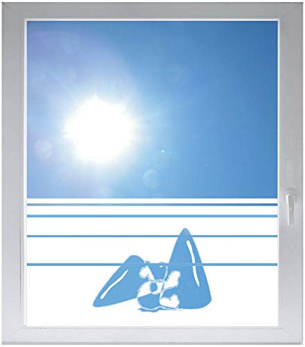 INDIGOS UG Sichtschutzfolie Glasdekorfolie Fensterfolie mit Motiv satiniert Blickdicht - E781 Bears Piramida - 1200 mm Länge - 500 mm Höhe Streifen - selbstklebend - matt - für Bad