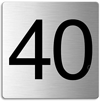 Número para puertas buzones casa 40 | Señal Cartel Placa acero cepillado 85 x 85 mm adhesivo