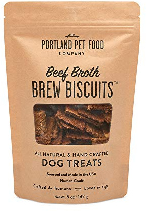CRAFTED BY HUMANS LOVED BY DOGS Portland Pet Food Company Beef Broth Brew Biscuit Dog Treats (1 Pack, 5 oz Bag) – All Natural, Human-Grade, USA-Sourced and Made