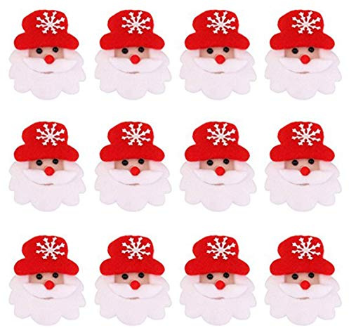 Toyvian Weihnachten Brosche Pins LED Licht Blinky Weihnachtsmann Abzeichen Weihnachten Schmuck Party Favor 12 Stück (Rot und Weiß)