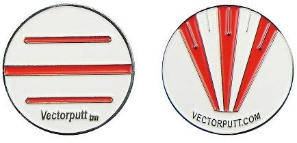 Vectorputt TM – USGA-zugelassene Golfballmarkierung – doppelseitiger Golfball-Marker mit Hutclip (30 mm)