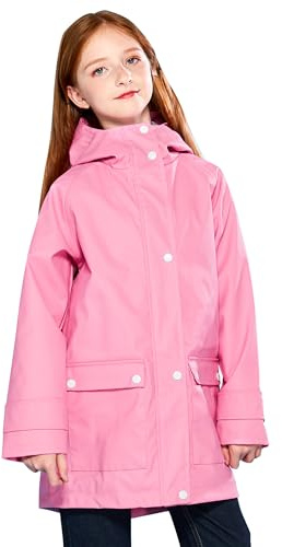 SOLOCOTE Veste de pluie pour enfants avec capuche imperméable et coupe-vent sac à dos en caoutchouc doublé pour filles et garçons