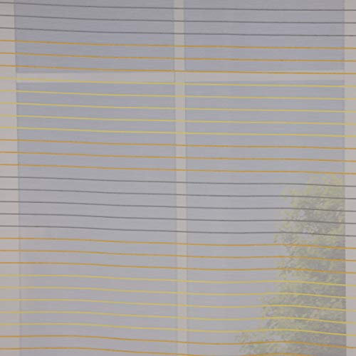 Dekostoff Gardinenstoff Voile Malados Streifen transparent weiß gelb grau 1,50m Breite