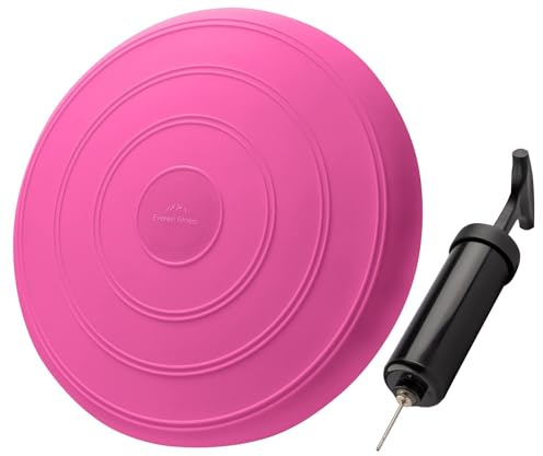 EVEREST FITNESS Balance Kissen - Luftkissen mit 33 cm Durchmesser - Ballsitzkissen zur Stärkung der Balance - Orthopädisches Sitzkissen zur Linderung von Rückenschmerzen, Balance Pad – pink
