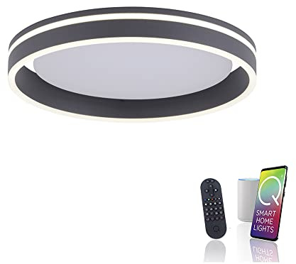 Paul Neuhaus Q-VITO LED Deckenleuchte CCT smarthome dimmbar 59cm anthrazit | Alexa kompatibel Smart Home, dimmbar per Fernbedienung, warmweiß – kaltweiss