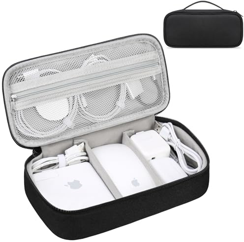 Lacdo Electronic Bolsa Almacenamiento Organizador electrónicos para Cargador, Mouse, Cable, Unidad Flash USB, Tarjeta SD, Estuche de Transporte Bolsa de Almacenamiento Banco de energía Blando, Negro