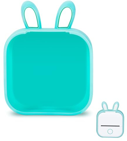 Memoking T02 skyddsfodral – kaninöron-form mjuk silikon, söt design-skrivarskydd, kompatibel med T02 Mini Bluetooth trådlös bärbar mobil fickskrivare, grön