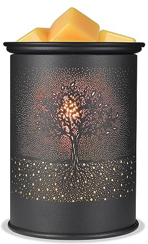 kobodon Metal Wax Melt Warmer, Candle Wax Warmer for Scented Wax Melter,Electric Wax Melts Wax Cubes Black Candle Lamp for Home Office Decor,Wax Burner as Gifts for Mom Grandma Women Girls (Tree)