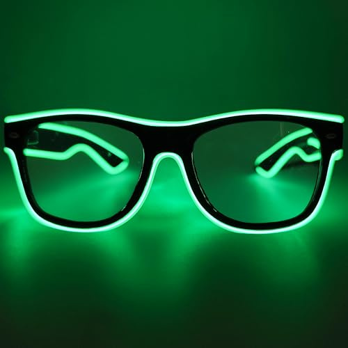 NIWWIN LED Brille, Cyberpunk LED Brille, flexibler Draht Neon Brille,Flashing LED Sonnenbrille Kostüme für Cosplay, Bar, Club, Partybrille, Geschenk, Party Gadgets, EDM, Halloween (1, Grün)