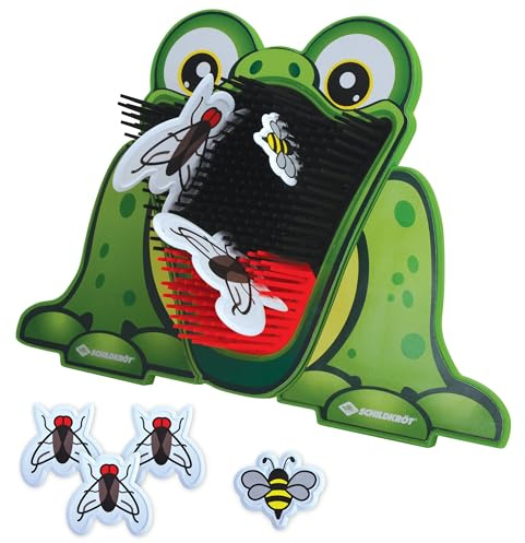 Schildkröt Wurfspiel „Füttere den Frosch“ - Zielwurfspiel für Kinder ab 4 Jahren - inkl. 3 Fliegen & 1 Biene als Wurfscheiben - Spiel zur Förderung von Koordination & Zielsicherheit - Indoor & Outdoor