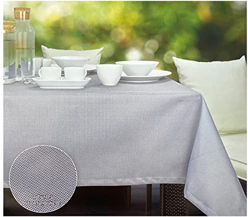 heimtexland ® Textile Outdoor Garten Tischdecke schmutz- und wasserabweisend waschbar Gartentischdecke Typ784 Grau 110 x 140 cm