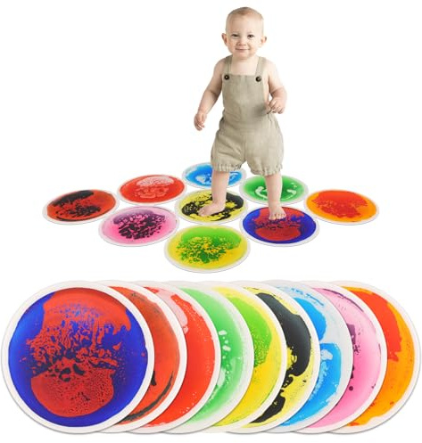 Art3d 9 stück sechseckige sensorische Bodenfliesen | Kinder Vorschulkind Jugendliche Bunte flüssige sensorische Aktivitätsmatte für aktives Spielen und Dekoration