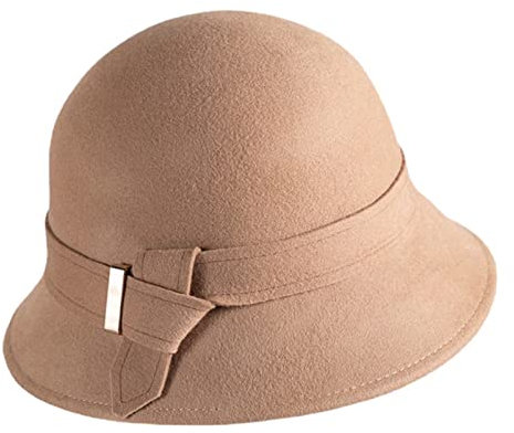 DongBao Winterhut Damenhut 100% Wolle Glockenhut Filzhut Damen Herbst Winter Derby Kappen 20er Jahre Sonnenhut