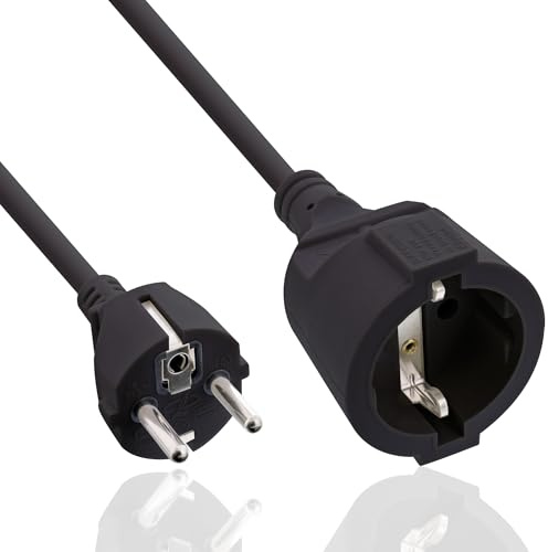 InLine Schutzkontakt-Verlängerungskabel CEE 7/7 für Innenbereich, GS-Zertifiziert mit Kinderschutz, 230V, H05VV-F3G1,5, 20m, schwarz, 16410F