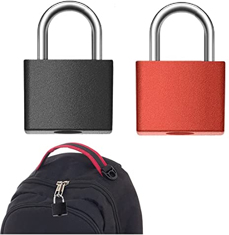 CUHZA Kofferschloss mit Schlüssel, 2er Pack Kofferschlösser, Schloss mit Schlüssel, Kofferschloss, kleines Vorhängeschloss für Reisekoffer, Spind (schwarz+rot)