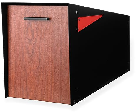 Ilyapa Modern Mailbox Post Mount - Large Mailbox for Outside - Black Metal Mail Box - Powder Coated Steel - All Weather Resistant