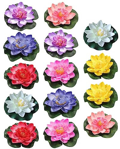 Garneck Realistischer Kunststoff – Blume 14cs Schwimmende Blumen Künstliche Teich Dekoration Imitation – Blume Bühne Für Zuhause