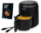 Noaton Heißluftfritteuse 2 L, Ölfreie Air Fryer für 1-2 Personen, 6 Programme, Timerfunktion 1-60 Minuten, Digitales Display, 1000 W, 80-200 °C, Inklusive Rezeptbuch, Spülmaschinenfest, Schwarz