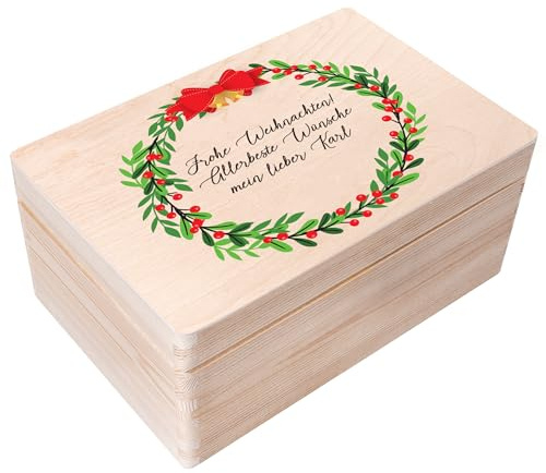 Creative Deco Weihnachtsgeschenke Personalisiert Holzkiste Wunschtext | Personalisierte Weihnachten Geschenke | Dein Eigener Wünsche Text Individuelle Geschenk | Weihnachtsdeko Für Frauen, Männer