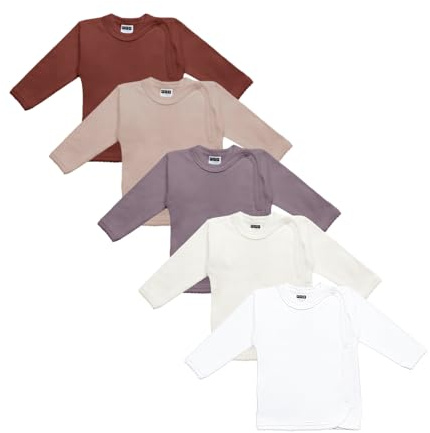 MEA BABY Unisex Baby Wickelshirt Langarm, 100% Baumwolle im 5er Pack. Für Mädchen und Jungen (Mädchen2, 68)
