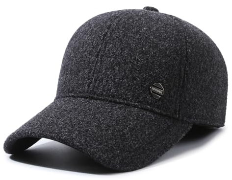 YAMEE Baseballmütze Herren Wintermütze,Herren Winter Baseball-Cap mit Ausklappbarem Ohrenschutz,Wintercap Herbst/Winter Basecap Warme Schildkappe