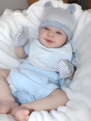 Pinky Reborn Puppen 20 Zoll 50cm Bemalte Haare Reborn Babypuppen mit kuscheligem Körper Realistische Reborn Boy Puppe
