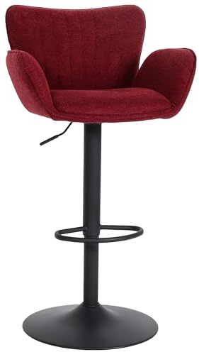 Mendler Barhocker HWC-M67 Stoff - Bordeaux Fuß schwarz