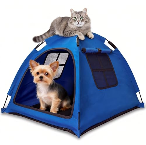 Nockovi Tente pour animaux domestiques au design ouvert, lit confortable de surveillance pour chats et chiots, parois en maille respirante pour sécurité et ventilation, pour voyages intérieurs et