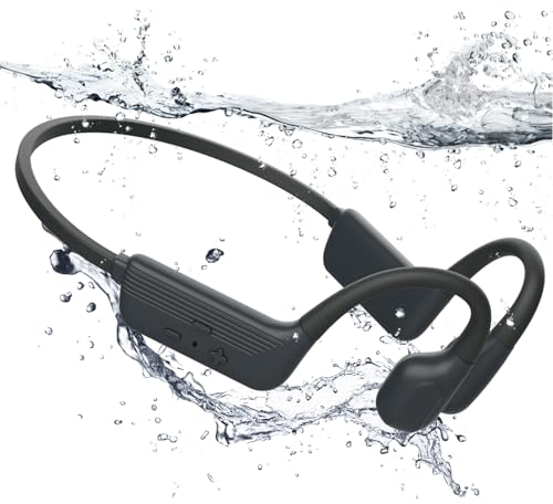 Cuffie da nuoto IP68 impermeabili con suono osseo Bluetooth 5.4, cuffie Bone Conduction Headphones con memoria lettore MP3 da 32 GB, cuffie aperte per nuoto corsa