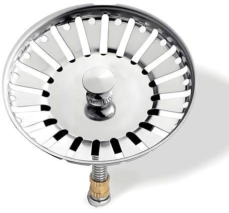 Siebkörbchen Spüle 82mm, Universal Waschbecken 82 mm Siebkörbchen Abflussstopfen Edelstahl Waschbeckenstöpsel Waschbeckensieb, Edelstahl Spülbecken Sieb