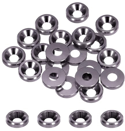 QUARKZMAN Rondelle Svasate Tazza Conica M3 Dia Foro 3.1mm/0.12 Guarnizioni Alluminio Guarnizione Rondella Testa Tazza per Viti Rc/Fpv/Pc/Drone Meccanici Parti Modello 20pz (Grigio Titanio)