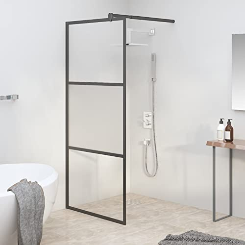 Gecheer Parete Doccia Walk in 90x195 cm Vetro Semi Smerigliato ESG Nero,A151873