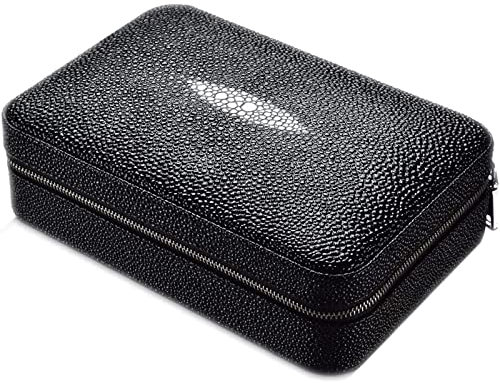 WOYZDQ Geschenk Zigarrenkiste aus Leder, tragbarer Reisehumidor für 4 Zigarren, mit Zedernholz gefüttertes Zigarrenetui, Zubehör inklusive Zigarrenschneider Zigarren Humidore