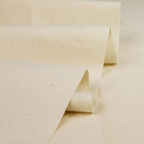 A-Express Natural Calico Fabric - Unbleached 100% Cotton by the Metre - 230 GSM Heavy Weight - 150cm 60 Inch Wide for Craft, Sewing, Quilting, Embroidery, Linings, DIY Projects & Totes (5 Metres)