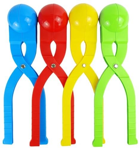 QMET 4 Pack Snowball Maker for Kids, Large Snow Ball Maker Mold - Snow Ball Toys Games with Handle for Kids Outdoor Indoor Winter Snowball Fight Maker Tool Clip