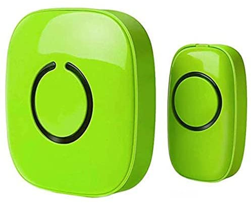 Campanello senza fili, portata 300 m, impermeabile, con ricevitore plug in e trasmettitore, 52 melodie con flash LED (verde)