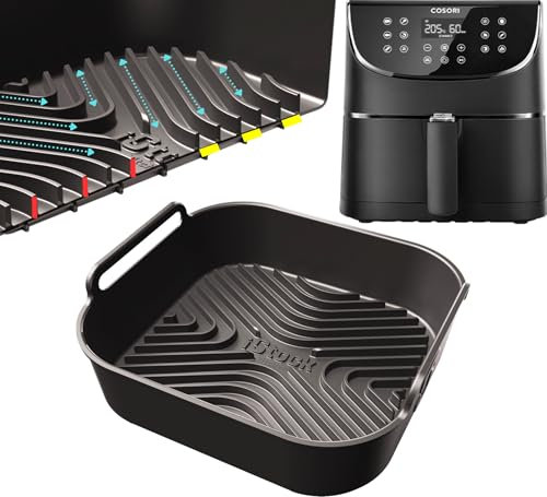 AirFlow Pro™ Cosori 5.5L Premium Silicone Liner | 3mm Thick with 15mm Raised Ridges for Airflow | Dishwasher Safe | Designed for Cosori 5.5L Air Fryer Accessories 1PC | by iStock Kitchen