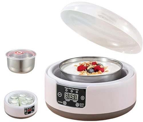Yaourtière probiotique, 36 heures avec contrôle de la température et du temps réglables, machine à yaourt automatique avec écran LCD, 5 pots pour yaourt grec fait maison (basique)