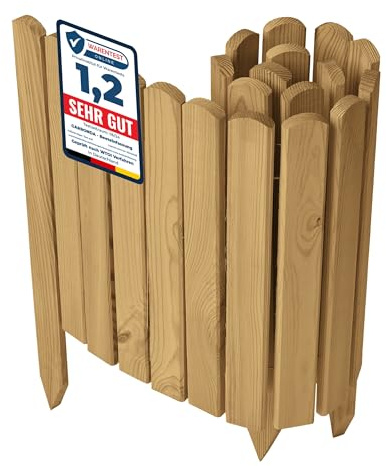 Garronda Beeteinfassung Holz Rasenkante Höhe: 40 cm Hellbraun GD-0148 | Imprägniert und flexibel formbar, als Rollzaun, Holzzaun, Palisade und Gartenzaun für Rabatten, Wege und Bereiche im Garten