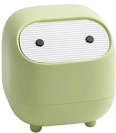 Pufei Mini poubelle de table – Petite poubelle de bureau avec couvercle One-Touch pour bureau, cuisine, chambre à coucher (antidérapant, facile à nettoyer)