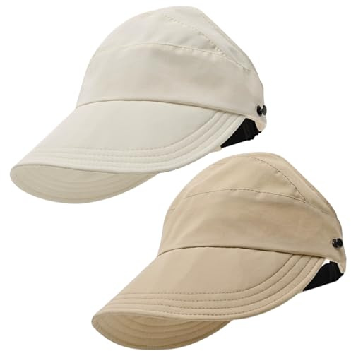 TYXHXTF 2pcs Chapeau de Soleil pour Femmes, Chapeau Anti UV Femme, Floppy Plage Pliant Cap, pour Baseball Piscine Camping Pêche Jardinage