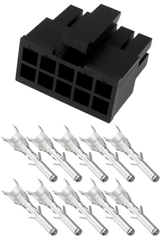Create idea Juego de 4 Conectores Hembra Molex Micro Fit 3.0 43025-1000 de 10 Pines para Componentes de PC