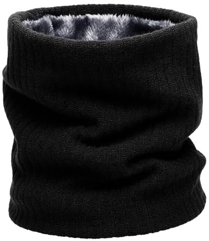 Votoko 3 stycken unisex loop halsduk kvinnor män, termisk fleece vinter tubhalsduk damer, halsvärmare halsduk män nackvärmare (svart)