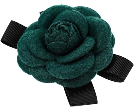 Schleifen Brosche aus Kunstwolle in Schwarz für Hochzeit | Anstecknadel mit Kunstvoller Blüten Corsage, Elegant und Klassisch, als Schmuck für Bräutigam und Vater