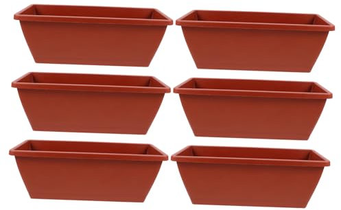 NOLITOY 6pezzi Vasi Rettangolari in Plastica Drenaggio Cassette Fioriere Per Finestra e Balcone Vasi Per Piante Da Interno Ed Esterno Per Succulente e Verdure Dimensioni Medie
