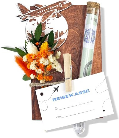 Yezirzax Geldgeschenk Reise, Reisekasse Geschenk Verpackung mit Blumen Reagenzglas Grußkarte und Juteseil, Lustige Geschenke Geldgeschenk für Reisen