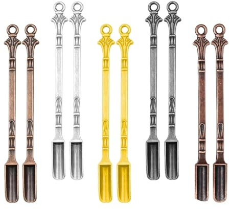 10 PCS Mini Shovel Spoons,Tiny Metal Small Snuff Spoon,Mini Measuring Shovel Snuff Spoons,Necklace Pendant Jewelry DIY Tiny Spoon,Shovels for Filling Measuring Salt Spice Coffee Sugar