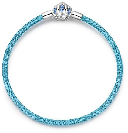 Geflochtenes Lederarmband für Damen in Blau 20cm passend für Charms