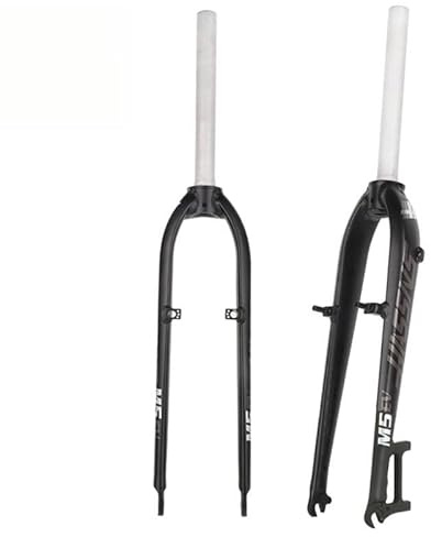 VHVYWY Fourche rigide pour VTT 66 cm, alliage d'aluminium léger, fourche avant de vélo, fourche amortisseur à double couronne pour VTT, neige, plage (gris blanc)